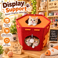 Maison pour chat en feutre hexagonal, interactive, pour intérieur, avec boule suspendue, lit de jeu pour chat, couleur personnalisée, vente en gros OEM