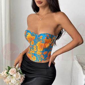 KISS ME ANGEL Top Sexy com Costas Abertas, Estilo Novo, Estampa Jacquard Retrô com Pintura a Óleo, Tendência Menina Doce, Moda Personalizada - Product Image 2