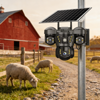 Caméra de surveillance CCTV haute définition 4G/WiFi à trois objectifs pour usage professionnel et domestique, avec carte mémoire en option pour la sécurité des exploitations agricoles