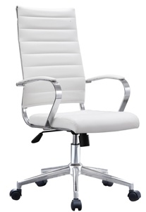 Ergonómico blanco cuero de la PU de la computadora de escritorio, silla de oficina de entrada de datos trabajo <span class=keywords><strong>a</strong></span> casa. - Product Image 2
