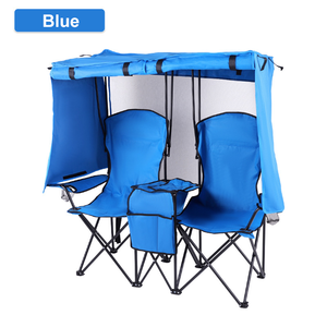 Outdoor Foldable Camping <b>Chair</b> <b>with</b> Canopy 360 Sun Protection <b>Storage</b> Bag Two-Person Fishing Beach Picnic Stainless Steel - Product Image 5