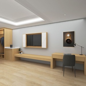 ชุดเฟอร์นิเจอร์ไม้เนื้อแข็งที่ทันสมัยปรับแต่งได้สำหรับโรงแรมอพาร์ทเมนต์วิลล่า-ห้องนั่งเล่นและห้องนอน - Product Image 4