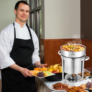 Stainless Steel Round Portable Insulated Steam <b>Table</b> Double Wall <b>Buffet</b> Catering Restaurant Hotel Commercial Soup Warmer - Product Image 1