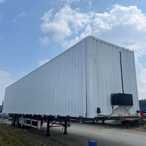 3 Axle Side Curtain Van Box Cargo Truck <b>Trailer</b> for Sale Event price - Product Image 1