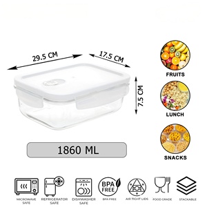 Contenants de conservation hermétiques en verre borosilicate avec couvercles, écologiques, pour préparation de repas et déjeuner, capacité 0,5-1L, avec pompe à vide manuelle - Product Image 4