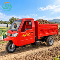Tricycle diesel compact à 3 roues, moto cargo avec pare-soleil, véhicule robuste pour l'agriculture et l'exploitation minière