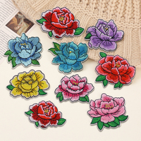 Appliques thermocollantes florales traditionnelles de pivoine multicolores pour la décoration de robes Hanfu et de tenues ethniques