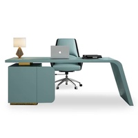 Bureau de direction moderne et simple en forme de L, en bois vert, marque ML, mobilier de luxe