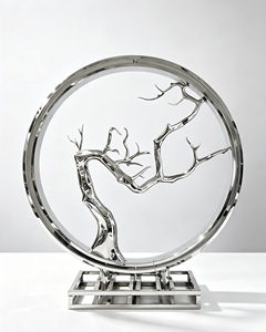 Escultura moderna <span class=keywords><strong>de</strong></span> anillo en acero inoxidable con acabado espejo, ideal <span class=keywords><strong>para</strong></span> espacios públicos como hoteles y centros comerciales. - Product Image 5