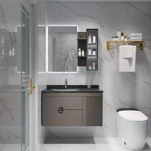 Meuble-lavabo de salle de bain minimaliste moderne YALIG à prix bas, couleur unie - Product Image 4