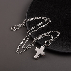 Men's Titanium Steel <b>Cross</b> Pendant Necklace 50cm Geometric Sweater <b>Chain</b> Gift Accessory - Product Image 1