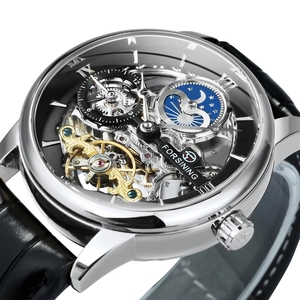 Forsining classico <span class=keywords><strong>orologio</strong></span> da uomo scheletro automatico Tourbillon orologi da uomo di lusso con cinturino in pelle lune fase <span class=keywords><strong>orologio</strong></span> meccanico - Product Image 1