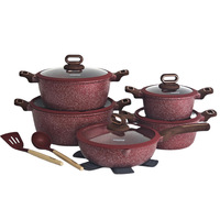 Ensemble de 15 casseroles en aluminium à chauffe rapide, comprenant des faitouts de 20/24/28/32 cm et une casserole peu profonde de 28 cm, avec base universelle, ustensile de cuisine