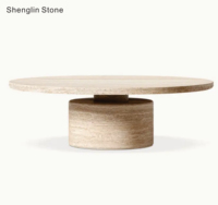 Table basse de luxe personnalisée en travertin naturel à prix d'usine avec base, mobilier de maison design, table centrale en pierre naturelle