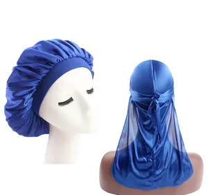 Durag silky bonnet sutra wanita, aksesori ikat kepala Aksesori tidur 2 buah