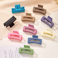 Pince à cheveux rectangulaire en plastique mat de couleur unie, style doux pour les filles, accessoire de cheveux tendance, pince à cheveux