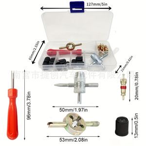 Kit de Reparación de Neumáticos Jiechuang, Juego de 33 Piezas para Coche y Bicicleta, Herramientas para Extraer Válvulas con Tapas y Accesorios - Product Image 1