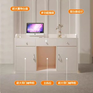 Comptoir <span class=keywords><strong>de</strong></span> Réception Moderne d'Angle Arrondi pour 2 Personnes, pour Hôtel, Salon <span class=keywords><strong>de</strong></span> Beauté avec Caisse, <span class=keywords><strong>Table</strong></span> d'Accueil Blanche Économique pour Bureau - Product Image 4