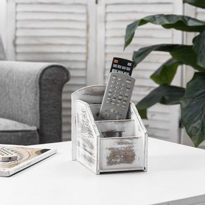 Wooden Storage Box For Remote <b>Control</b> Holder Multi Compartment Desktop Organizer Rectangular Solid Wood 12L Capacity Living - Product Image 2