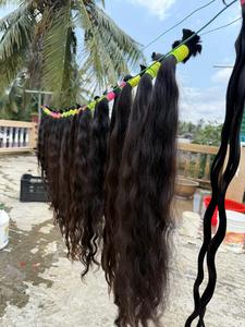 South Indian Temple Raw Human Hair Long Length Natural Dark Hair Wefts <b>for</b> <b>Extensions</b> Wigs <b>Braiding</b> and Beauty Salon Use - Product Image 2