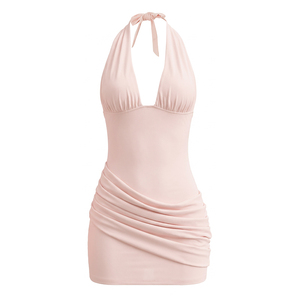 Viviblook J26RP251 Vestido de fiesta mini sin mangas con cordones y espalda descubierta para mujer, novedad de verano, color liso, informal - Product Image 5