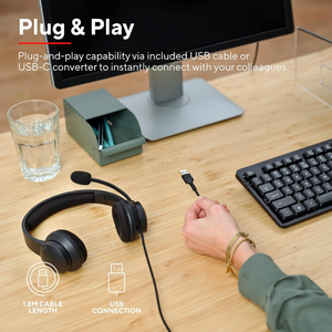 Auriculares USB con Cable y Micrófono con Cancelación de Ruido, Auriculares para Centro de Llamadas, para Computadora Portátil, Oficina, <span class=keywords><strong>Telemarketing</strong></span> - Product Image 6