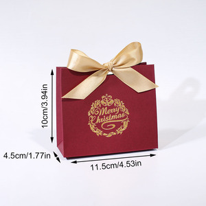 Luxury Christmas Gift Bag Wedding Candy Chocolate Packaging Custom <b>Paper</b> Shopping Bags with Ribbon Bowknot - Product Image 5