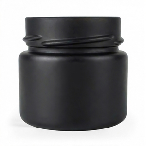 Pot en verre mat noir raffiné de 100 ml à large ouverture avec bouchon métallique de 58 mm pour miel et cosmétiques, logo personnalisé disponible - Product Image 1