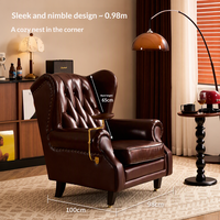 Fauteuil Cigare Vintage Américain, Canapé Simple en Cuir Véritable, Style Bar à Cigares 1919, Chaise Tigre pour Réception d'Hôtel/Club, Mobile