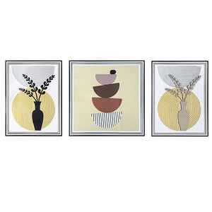 ผนังห้องนั่งเล่นสไตล์โมเดิร์นเรียบง่ายพร้อมกรอบอะลูมิเนียมสีดำรูปทรงสี่เหลี่ยมผืนผ้า  งานแกะสลักสามมิติ - Product Image 2