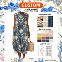 Robe longue hawaïenne Aloha sur mesure pour femme, sans manches, coupe droite, avec poches, à motif floral, décontractée, pour les vacances, ODM