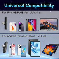 Mikrofon rekaman Lightning tipe C, Mic profesional tanpa kabel iPhone iPad Android kerah untuk Streaming langsung pasang Play