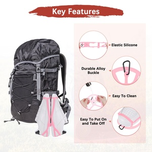 Custom <b>Silicone</b> Shoe Holster Pink Shoe Carrier Strap OEM ODM for Backpack Camping Hiking Travel Gear Supplier - Product Image 4