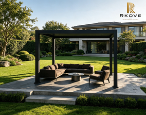 Pérgola Motorizada de Aluminio RKOVE de 3*4M con Techo de Láminas Ajustables y Retráctiles, Impermeable, Bioclimática, para Jardín, Patio, Villa - Product Image 5