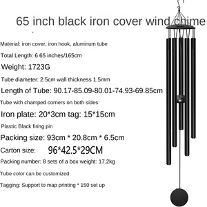 Carillon à vent de style européen et américain, tube en aluminium de 25 pouces, fait à la main, brosse noire, boîte cadeau, mascotte pour cadeau commémoratif - Product Image 5