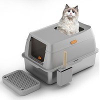 Grand bac à litière pour chat en acier inoxydable de nouvelle conception haute anti-éclaboussures facile à nettoyer accessoire de toilette