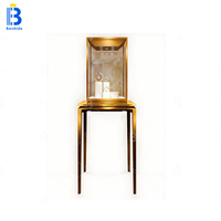Vitrine de bijoux en or en bois de verre incurvé moderne haut de gamme vitrine de bijoux avec éclairage LED
