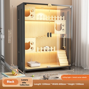 Panoramik LED Işıklı Lüks Ahşap Kedi Evi Deluxe Modern Kedi Villası Özelleştirilebilir Büyük Evcil Hayvan Kafesi Premium Evcil Hayvan Yuvası - Product Image 6