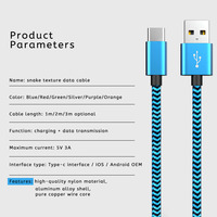 Grosir kabel Data USB isi daya Cepat paduan aluminium kepang nilon 2m 3m Tipe C untuk komputer iPhone dan IOS