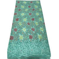 Dentelle suisse verte NI.AI, nouvelle collection, dentelle en coton de haute qualité avec broderie florale en voile et pierres, pour mariage et fête