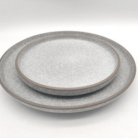 Ensemble d'assiettes en céramique grise émaillée, vente en gros, haute qualité, luxe européen, 16 pièces, vaisselle pour hôtel