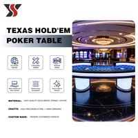 Table de poker Texas LED sur piétement personnalisée YS OEM, table de jeu de casino de luxe, table Texas pour 7 à 10 joueurs