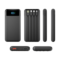 Batterie externe 10000mAh ultra-mince 18mm avec 4 câbles intégrés, charge rapide SCP22.5W PD20W, affichage numérique LED, voyage, vente en gros