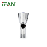 IFAN Superventas Grifo de Ángulo Moderno para Cocina y Baño, Válvula de Corte de Agua de 1/2 Pulgada, 2 Vías, Manija Plateada, Latón, Fácil Instalación