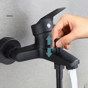Miscelatore per <span class=keywords><strong>Doccia</strong></span> e Vasca da Bagno a Parete in Acciaio Inox 304 Nero Opaco di Qualità Alberghiera con Doppia Uscita e Nucleo in Ceramica per Massaggio a Pioggia - Product Image 4