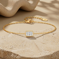 Bracelet RINNTIN LBB03 en or massif 18 carats avec diamants de laboratoire, chaîne rolo fine et élégante, certifié IGI, bijoux fins.