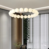 D23.6in français haricot magique acrylique boules lustre Art perle collier Design anneau pendentif lampe salon salle à manger lumière blanche