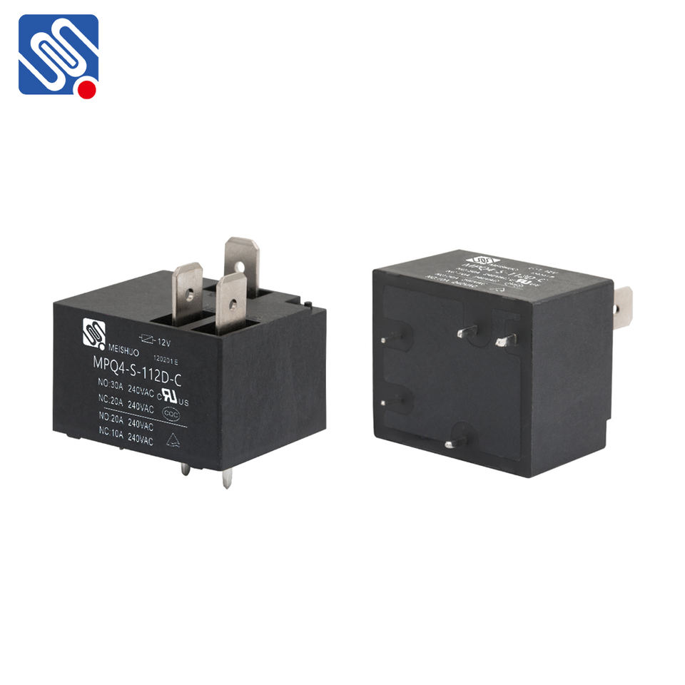 Meishuo MPQ4-S-112D-A Mini Relay 30A 12V High Power Electric Relay with Quick Connect Terminal and Sealed PCB Miniature Size