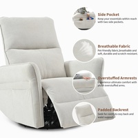 Fauteuil inclinable électrique de luxe moderne et relaxant en tissu avec fonction massage, pivotant, pour salon - Stock USA