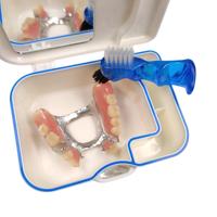 Boîte à miroir dentaire en plastique coloré, boîte de rangement pour prothèses dentaires, rétention des dents artificielles avec miroir
